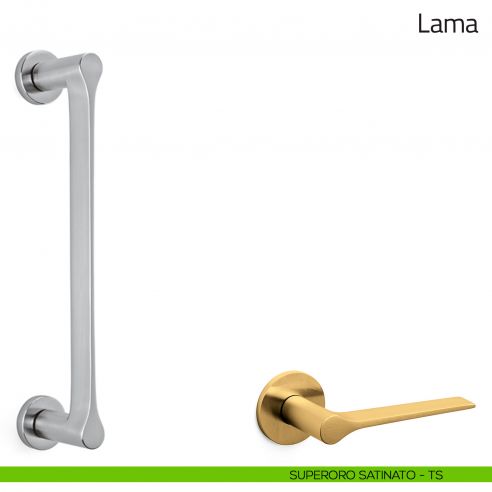 Maniglione per porta Lama Olivari con rosette superoro satinato