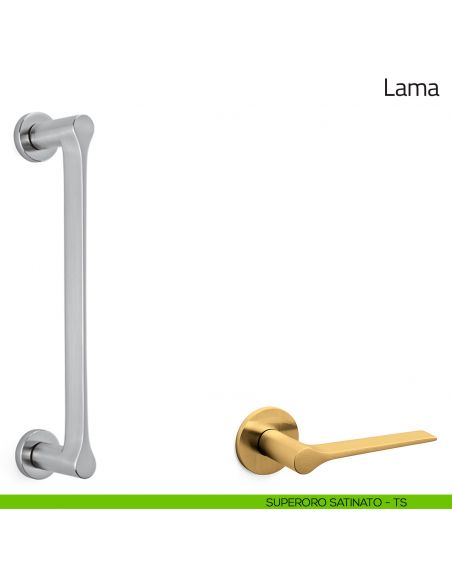 Maniglione per porta Lama Olivari con rosette superoro satinato