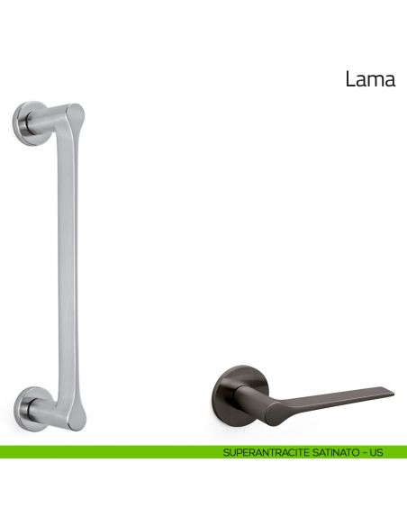Maniglione per porta Lama Olivari con rosette superantracite satinato