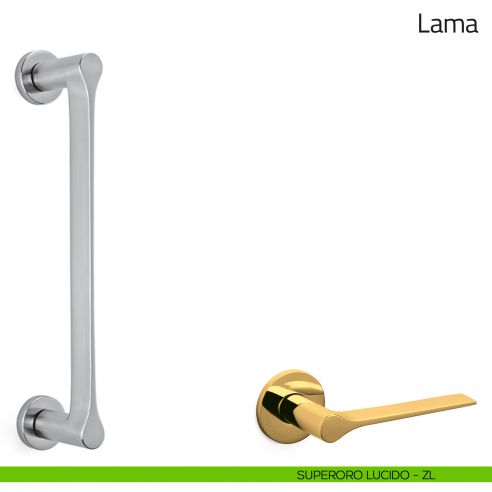 Maniglione per porta Lama Olivari con rosette superoro lucido