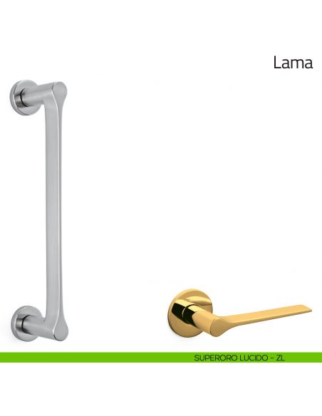 Maniglione per porta Lama Olivari con rosette superoro lucido
