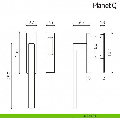Maniglione per alzante scorrevole Planet Q Olivari singolo disegno