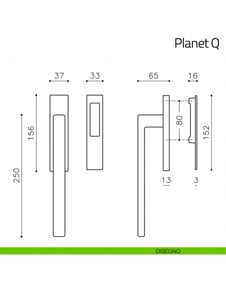 Maniglione per alzante scorrevole Planet Q Olivari singolo disegno