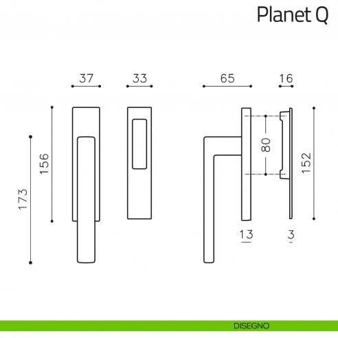 Maniglione per alzante scorrevole Planet Q corto Olivari singolo disegno
