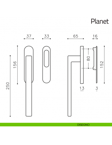 Maniglione per alzante scorrevole Planet Olivari singolo disegno