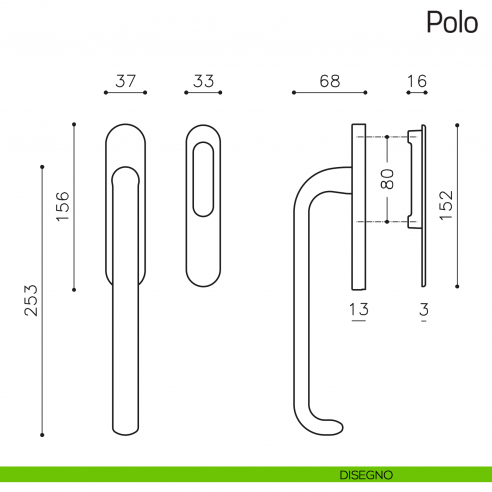 Maniglione per alzante scorrevole Polo Olivari singolo disegno