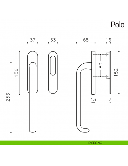 Maniglione per alzante scorrevole Polo Olivari singolo disegno