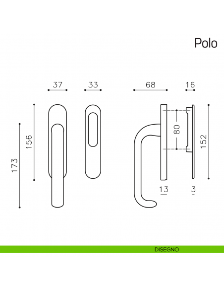 Maniglione per alzante scorrevole Polo Olivari singolo disegno