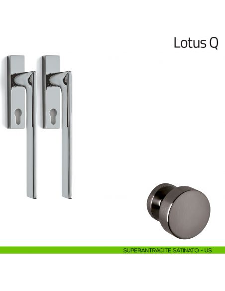 Maniglione per alzante scorrevole Lotus Q Olivari accoppiato superantracite satinato