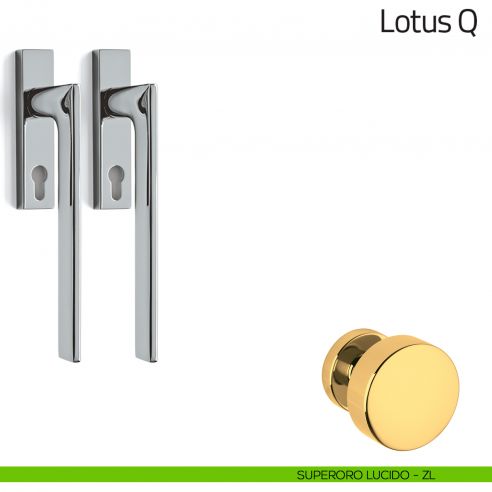 Maniglione per alzante scorrevole Lotus Q Olivari accoppiato superoro lucido