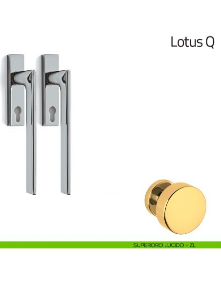 Maniglione per alzante scorrevole Lotus Q Olivari accoppiato superoro lucido