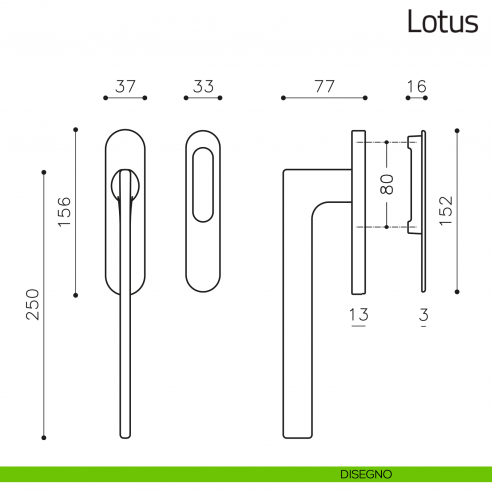Maniglione per alzante scorrevole Lotus Olivari singolo disegno