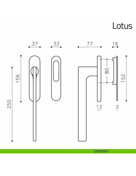 Maniglione per alzante scorrevole Lotus Olivari singolo disegno