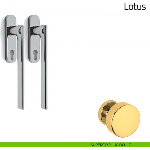 Maniglione per alzante scorrevole Lotus Olivari accoppiato superoro lucido