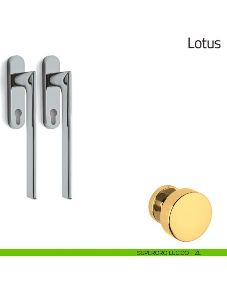 Maniglione per alzante scorrevole Lotus Olivari accoppiato superoro lucido