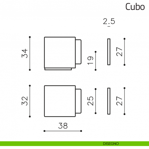 Fermaporta magnetico Cubo Olivari disegno