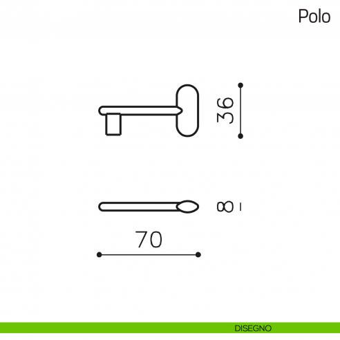 Chiave per porta interna Polo Olivari disegno