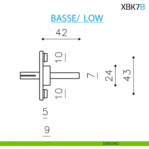 Movimento XBK7B per maniglia finestra Olivari bassa 8 scatti disegno
