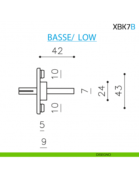 Movimento XBK7B per maniglia finestra Olivari bassa 8 scatti disegno