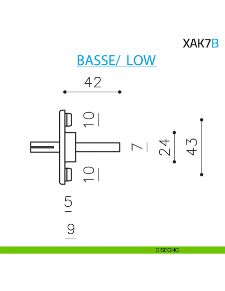 Movimento XAK7B per maniglia finestra Olivari bassa 4 scatti disegno