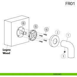Kit fissaggio singolo maniglione con rosetta Olivari 2