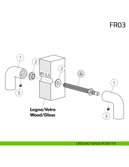Kit fissaggio accoppiato maniglione Olivari senza rosetta