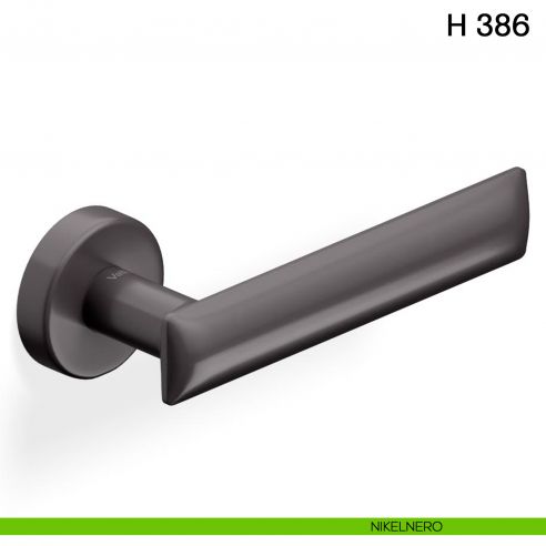 Maniglia per porta H 386 Valli collezione Fusital con rosetta fine nikelnero