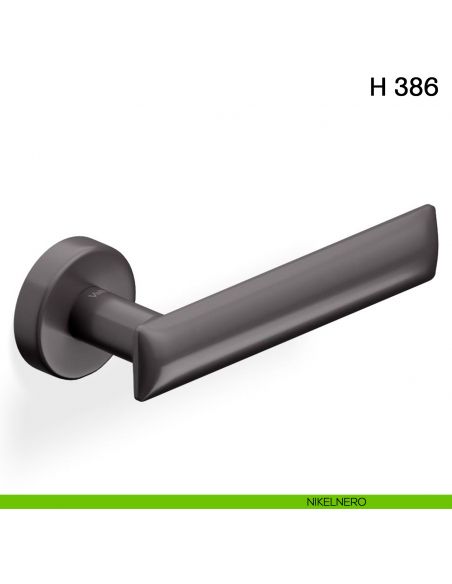 Maniglia per porta H 386 Valli collezione Fusital con rosetta fine nikelnero