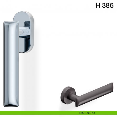 Maniglia per finestra martellina DK H 386 Valli collezione Fusital nikelnero