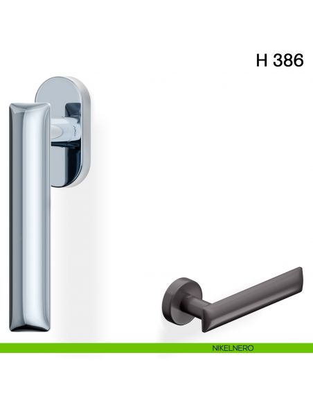 Maniglia per finestra martellina DK H 386 Valli collezione Fusital nikelnero