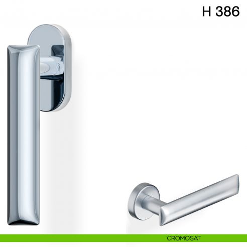 Maniglia per finestra martellina DK H 386 Valli collezione Fusital con rosetta fine cromosat