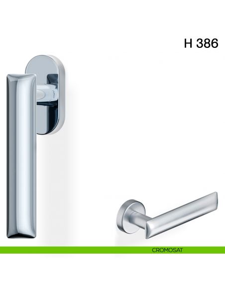 Maniglia per finestra martellina DK H 386 Valli collezione Fusital con rosetta fine cromosat