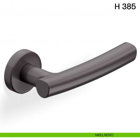 Maniglia per porta H 385 Valli collezione Fusital con rosetta fine nikelnero