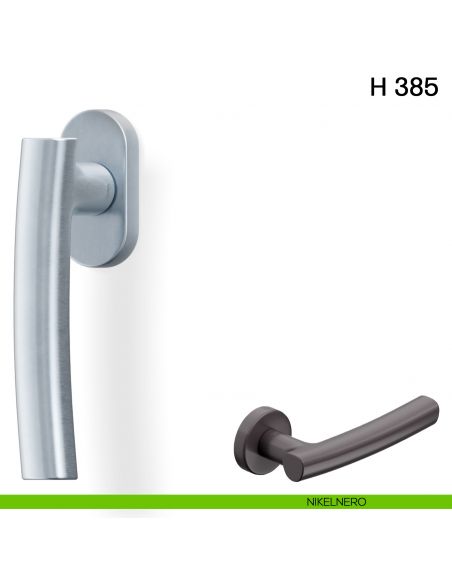 Maniglia per finestra martellina DK H 385 Valli collezione Fusital nikelnero