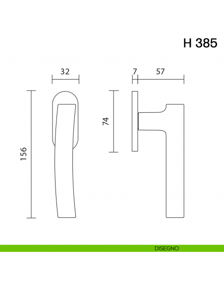 Maniglia per finestra martellina DK H 385 Valli collezione Fusital con rosetta fine disegno