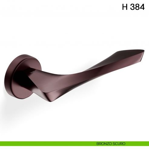 Maniglia per porta H 384 Valli collezione Fusital con rosetta fine bronzo scuro