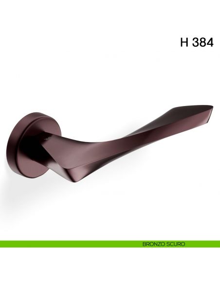 Maniglia per porta H 384 Valli collezione Fusital con rosetta fine bronzo scuro