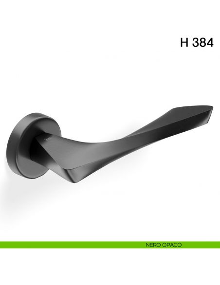 Maniglia per porta H 384 Valli collezione Fusital con rosetta fine neropaco