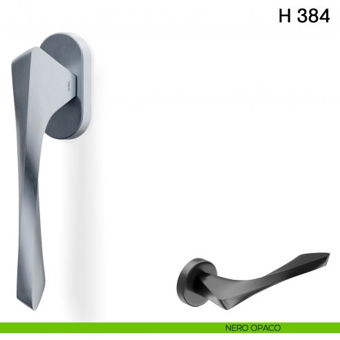 Maniglia per finestra martellina DK H 384 Valli collezione Fusital neropaco