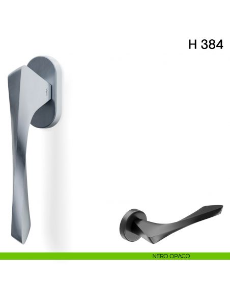 Maniglia per finestra martellina DK H 384 Valli collezione Fusital neropaco