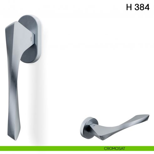 Maniglia per finestra martellina DK H 384 Valli collezione Fusital con rosetta fine cromosat