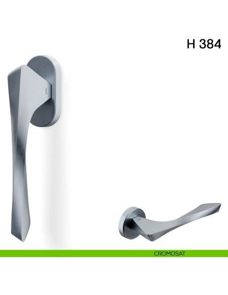 Maniglia per finestra martellina DK H 384 Valli collezione Fusital con rosetta fine cromosat