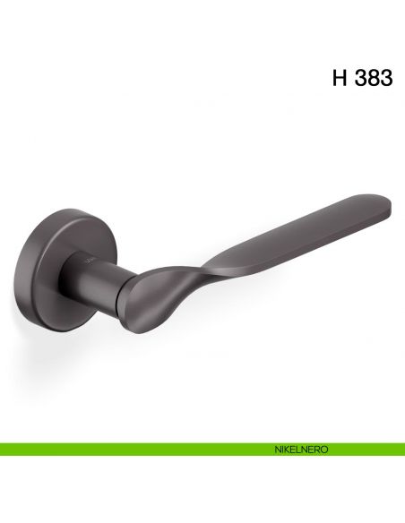 Maniglia per porta H 383 Valli collezione Fusital con rosetta fine nikelnero
