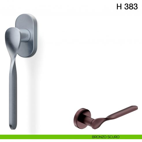 Maniglia per finestra martellina DK H 383 Valli collezione Fusital con rosetta fine bronzo scuro