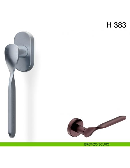 Maniglia per finestra martellina DK H 383 Valli collezione Fusital con rosetta fine bronzo scuro