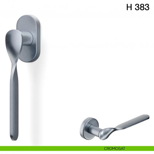 Maniglia per finestra martellina DK H 383 Valli collezione Fusital con rosetta fine cromosat