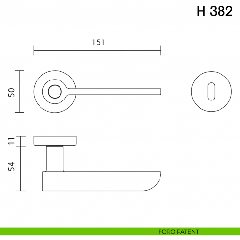 Maniglia per porta H 382 Valli collezione Fusital foro patent