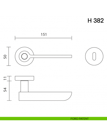 Maniglia per porta H 382 Valli collezione Fusital foro patent