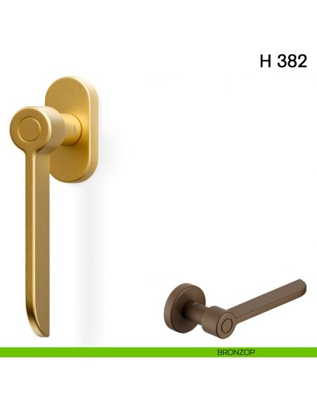 Maniglia per finestra martellina DK H 382 Valli collezione Fusital con rosetta fine bronzop