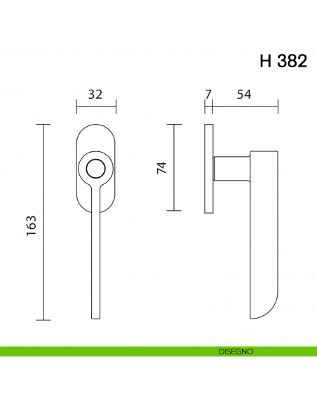 Maniglia per finestra martellina DK H 382 Valli collezione Fusital con rosetta fine disegno